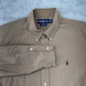 Polo Ralph Lauren Mens Button Down Ellington Oxford Shirt XL Long Sleeve Khaki - Picture 1 of 8