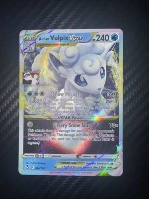 Alolan Vulpix VSTAR Card 34/195 Series 3 Play Pokemon Prize Pack - Image 1 of 2