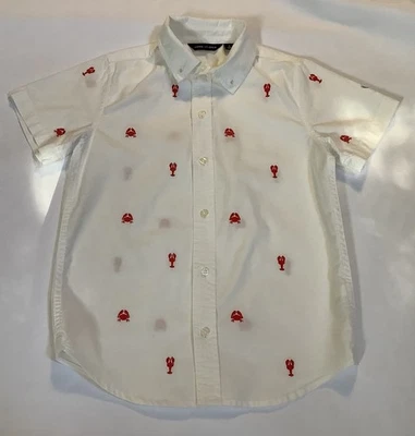 Boys JANIE & JACK Crab Shirt  - Red & White Size 8 - Image 1 of 4
