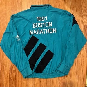 Vintage Adidas 1991 Boston Marathon Volunteer Jacket Sz L  - Picture 1 of 2
