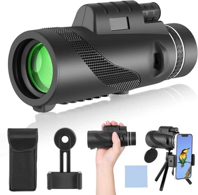PAHTTO Monokular 80x100 Zoom, Monokulare Teleskop Fernrohr mit Handy Halterung