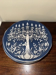 Pottery Barn Tree of Life Large, Dinner Plates Set 5 Menorah Blue White Retired - Picture 1 of 4