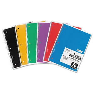 Mead Spiral Bound Notebook Perforated College Rule 10 1/2 x 8 White 70 Sheets - Picture 1 of 9