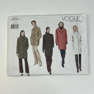 Cappotto taglia 12-16 vintage modello non tagliato Vogue 2472 vestibilità ampia A-Line tasche colletto - Foto 1 di 2