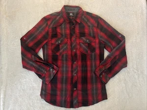 Rock & Republic Herren Hemd mit Knöpfen kariert Größe S Western Cowboy Roll Tab rot - Bild 1 von 6