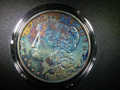1887 MORGAN SILVER DOLLAR BEAUTIFULLY TONED EF DETAIL COLLECTOR GRADE COIN M-387 - Image 1 of 4