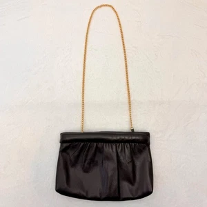 Vintage Ande Women's Clamshell Purse with Shoulder Chain 10" x 7 " Brown - Picture 1 of 8