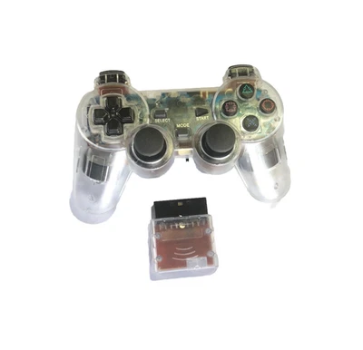 Für PS2 2.4G Wireless Dual Vibration Game Controller Joystick Klar Weiß - Bild 1 von 3