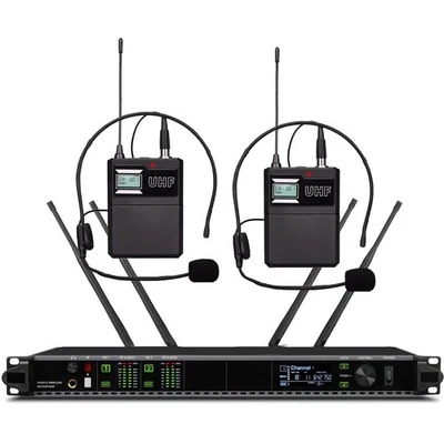 MICWL 2 Headset Wireless Microphone System AD4D HeadMic DJ Karaoke Stage Sing BodyPack