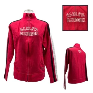 Vintage HARLEY DAVIDSON Womens L Cotton Full Zip Sweatshirt Jacket Embroidered - Picture 1 of 24
