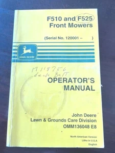 John Deere F510 F525 Front Mowers (SN 120001-) Operator's Manual OMM136048 - Bild 1 von 5