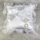 Coussin blanc porte alliances, en satin et dentelle, 28 cm, pour cérémonie de ma