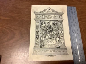 Original BOOKPLATE - Francis Thomas Anderson JUNKIN - lots of coat of arms - Bild 1 von 2