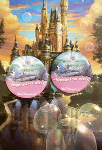 Walt Disney World Just Married Happily Ever After Pins Buttons Set of 2 RARE - Picture 1 of 4