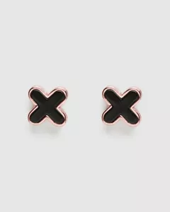MIMCO Dreamer Stud Earrings Black Rosegold• Brand New •RRP$49.95 - Picture 1 of 6