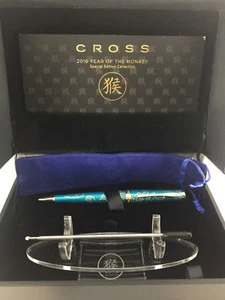 GORGEOUS CROSS YEAR OF THE MONKEY TIBETAN TEAL BALLPOINT PEN 23KT GOLD AT0312-22 - Picture 1 of 8