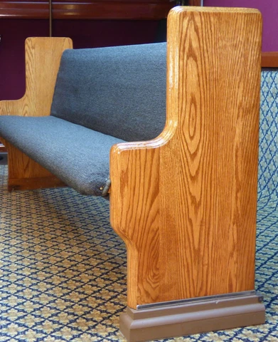 Refinished and Upholstered Antique Church Pew, This Pew Exceeds a Century Cover