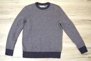 Sonoma Navy Blue and White Tight Chunky Knit Fisherman Style Sweater Medium - Picture 1 of 7