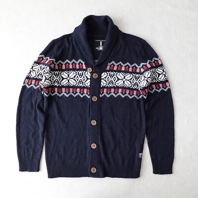 Jeans Buffalo Para Hombre Suéter Cárdigan Grande Isla de la Feria Azul Academia Envío Rápido Foto 1 de 4