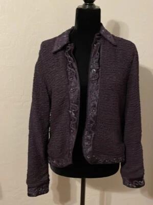 Blazer Chicos Embellecido 18” P2P 23” Largo Talla 1 Púrpura Crepé Ligero Elastizado Foto 1 de 4