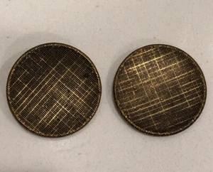 Vintage Black & Gold Color Metal Shank Buttons (2) 1” - Picture 1 of 3