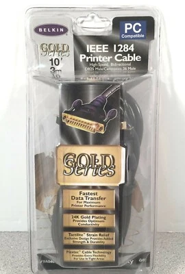 Belkin Printer Cable Gold Series 1284 IEEE A-B PC Compatible 10 Feet Sealed - Image 1 of 4