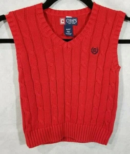 Chaps 4T Red Sweater Vest 100% Cotton Pull Over Uniform Dress Up Vest ADORABLE - Picture 1 of 8