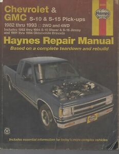 Haynes # 24070, Chevrolet & GMC, S-10, S-15 Pick-ups 1982-93, 2WD & 4WD, Used