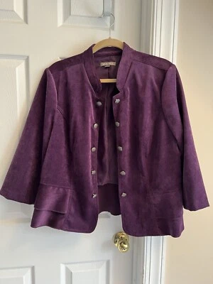 Blazer - Roz & Ali - Púrpura Ciruela - Mangas 3/4 - Pana - Talla XL Foto 1 de 4