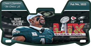 Jalen Hurts SB MVP FS Fußball Visier, vollfarbig mit Clips viele Designs - Bild 1 von 6