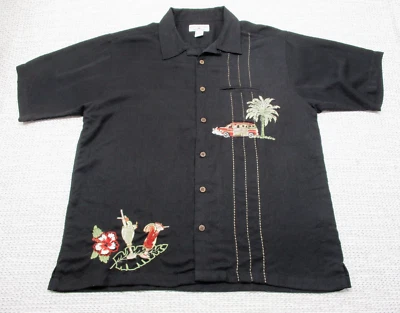 Boca Classics Hawaiian Shirt Mens XL Embroidered Woody Palms Cocktails Near Mint - Image 1 of 4