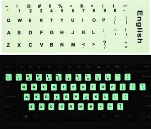 2PCS Pack Universal English Keyboard Stickers Glow in The Dark, Keyboard Letters - Picture 1 of 7