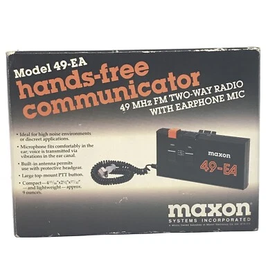 Maxon FM Two Way Radio Model 49-EA Hands Free Communicator VTG 1987 New - Image 1 of 4
