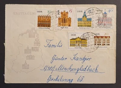 East Germany DDR Stamps 1967 Buildings (not FDC) cover 1968 Laubusch pm (w)  - Image 1 of 3