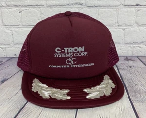 Vintage C-Tron Systems Corp. Computer Interfacing Trucker Hat Mesh Cap Maroon - Picture 1 of 8