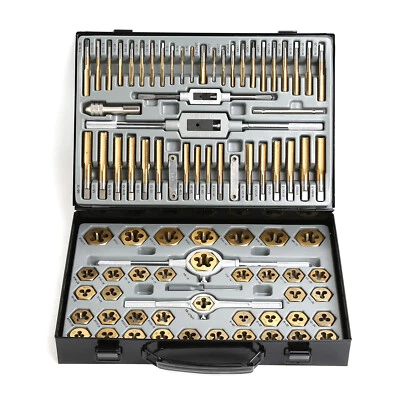 86PC Tap And Die Set SAE METRIC Tools, Metal Case Tapping Thread Cutting Kit Set - Image 1 of 4