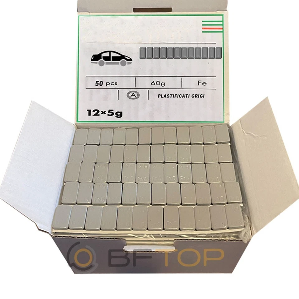 Pesi adesivi equilibratura cerchi in lega auto contrappesi GRIGI 12x5gr. PZ.50