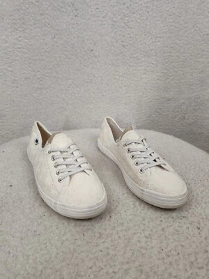 Rocket Dog Women Sneakers 8.5 Cream Fabric Embroidered Lace Up Casual Shoes - Image 1 of 4