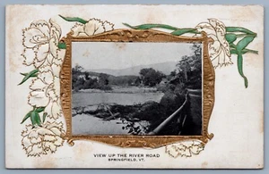 Springfield , Vermont View Up River Road Postcard - Picture 1 of 2