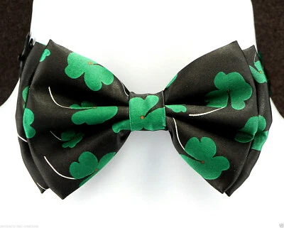 Pajarita ajustable Green Clover para hombre día de San Patricio preatada negra  Foto 1 de 3