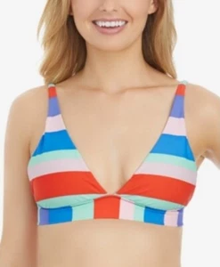 Traje de baño bikini triángulo a rayas RAISINS XL NUEVO CON ETIQUETAS - Imagen 1 de 1