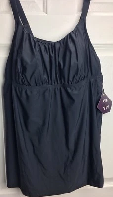 Nuevo traje de baño AVA & VIV para mujer talla grande 14W NEGRO de una pieza cintura imperio Foto 1 de 4