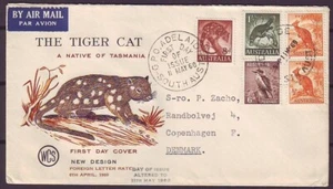 q4266/ Australia Tiger Cat Airmail FDC Cover t/Denmark 1960 - Picture 1 of 1