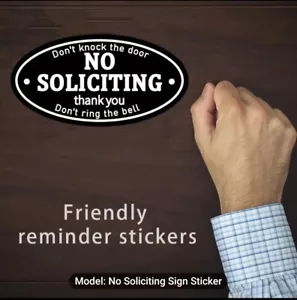 #1 No Soliciting Sign Don't Knock Ring Self Adhesive Security Sticker 5.3x2.8 - Picture 1 of 15