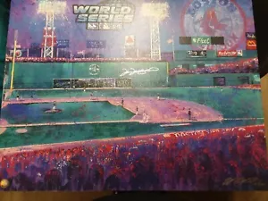 2004 Red Sox World Series Giclee on Canvas Bill Lopa Fenway Tim Wakfield Auto - Picture 1 of 2