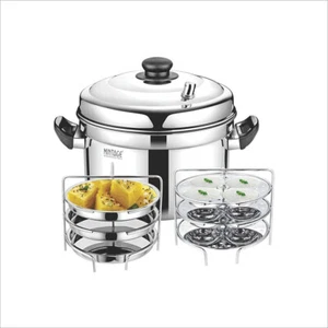 Mintage Stainless Steel Idli N Dhokla maker 12pcs idly + 3 pcs dhokla plate set - Picture 1 of 3