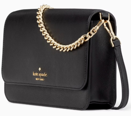 Borsa a tracolla Kate Spade Madison con patta in pelle nera borsa a catena KC430 nuova con etichette FS