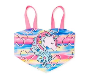 TOP ONLY Wonder Nation Girls Unicorn Bikini Top w/ UPF 50+ Cartoon Unicorn XL - Picture 1 of 2