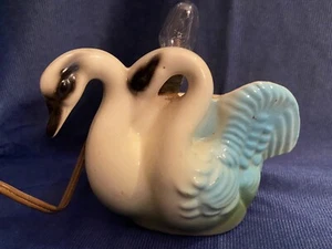 Vintage Keramik Schwan Lampe/Übertopf TV Lampe - Bild 1 von 11