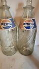 2 Vintage Glass Pepsi-Cola 2 Liter Returnable Soda Bottle 13.5?  
